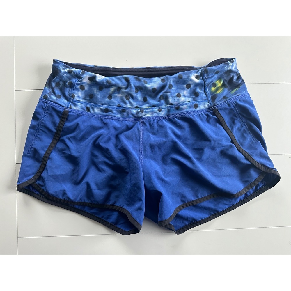 Lululemon Run Speed Shorts Polka Dot Watercolor Print Size 4 Athletic Running